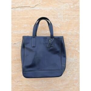 Vintage Coach "LOS-7787" Black Smooth Leather Hampton Tote W/ White Stitching